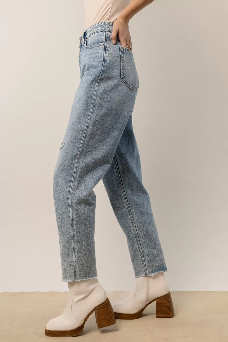 Fashion Vick Distressed Mom Jeans - FINAL SALE DENIM