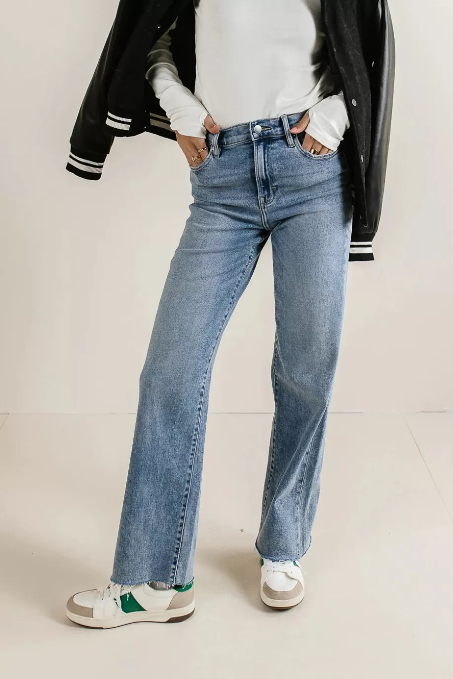 Discount Wide Leg Dad Jeans DENIM