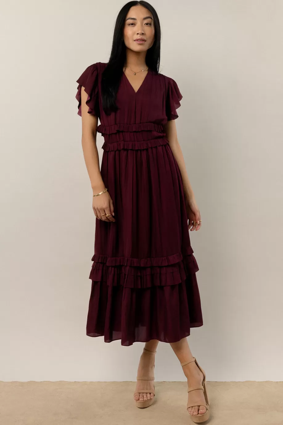 Shop Willa Ruffle Dress in MIDI DRESSES | DRESSES