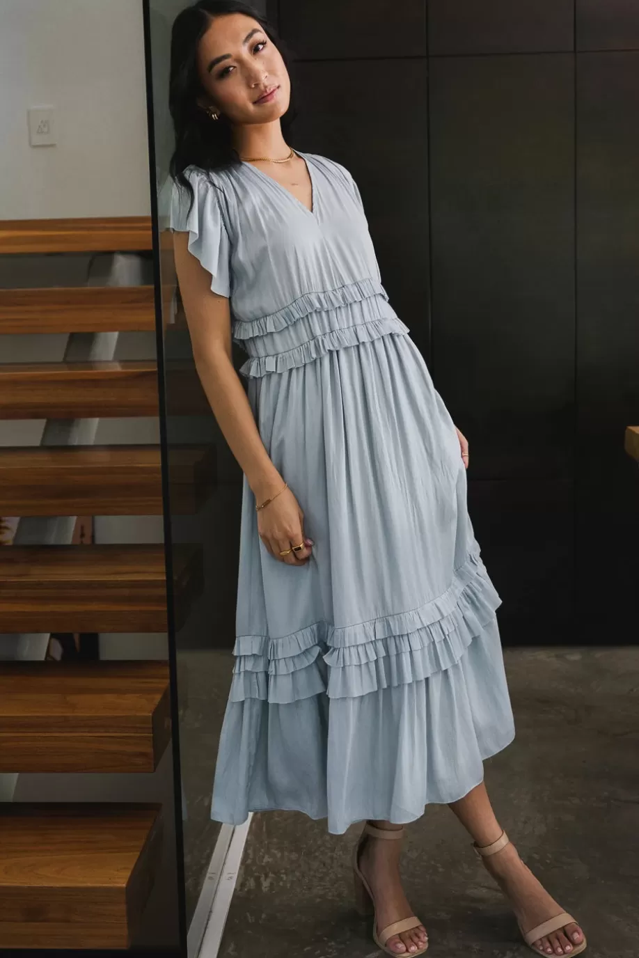 Best Willa Ruffle Dress in Light Blue MIDI DRESSES | DRESSES