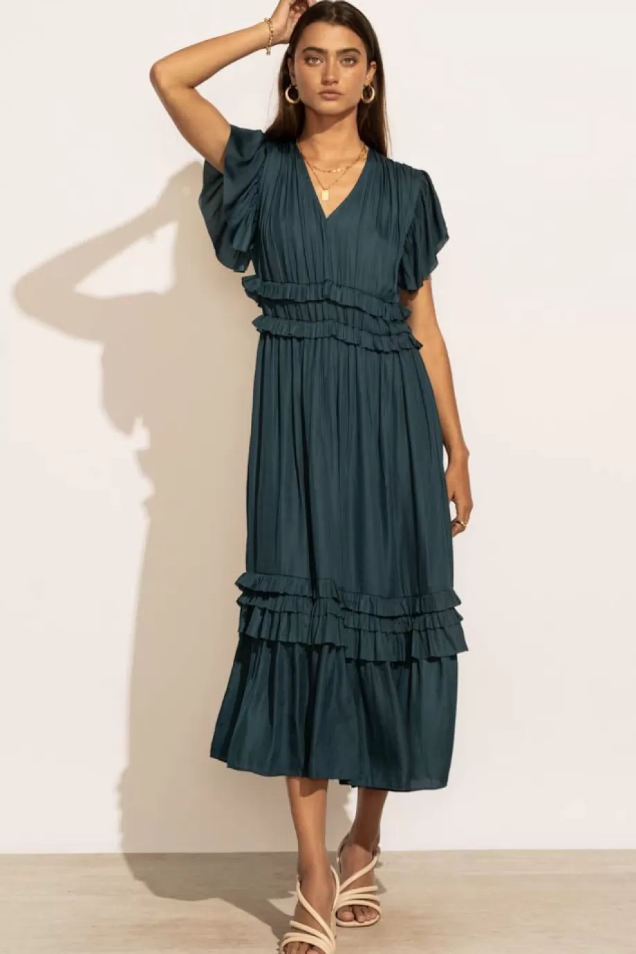 Discount Willa Ruffle Dress in MIDI DRESSES | DRESSES