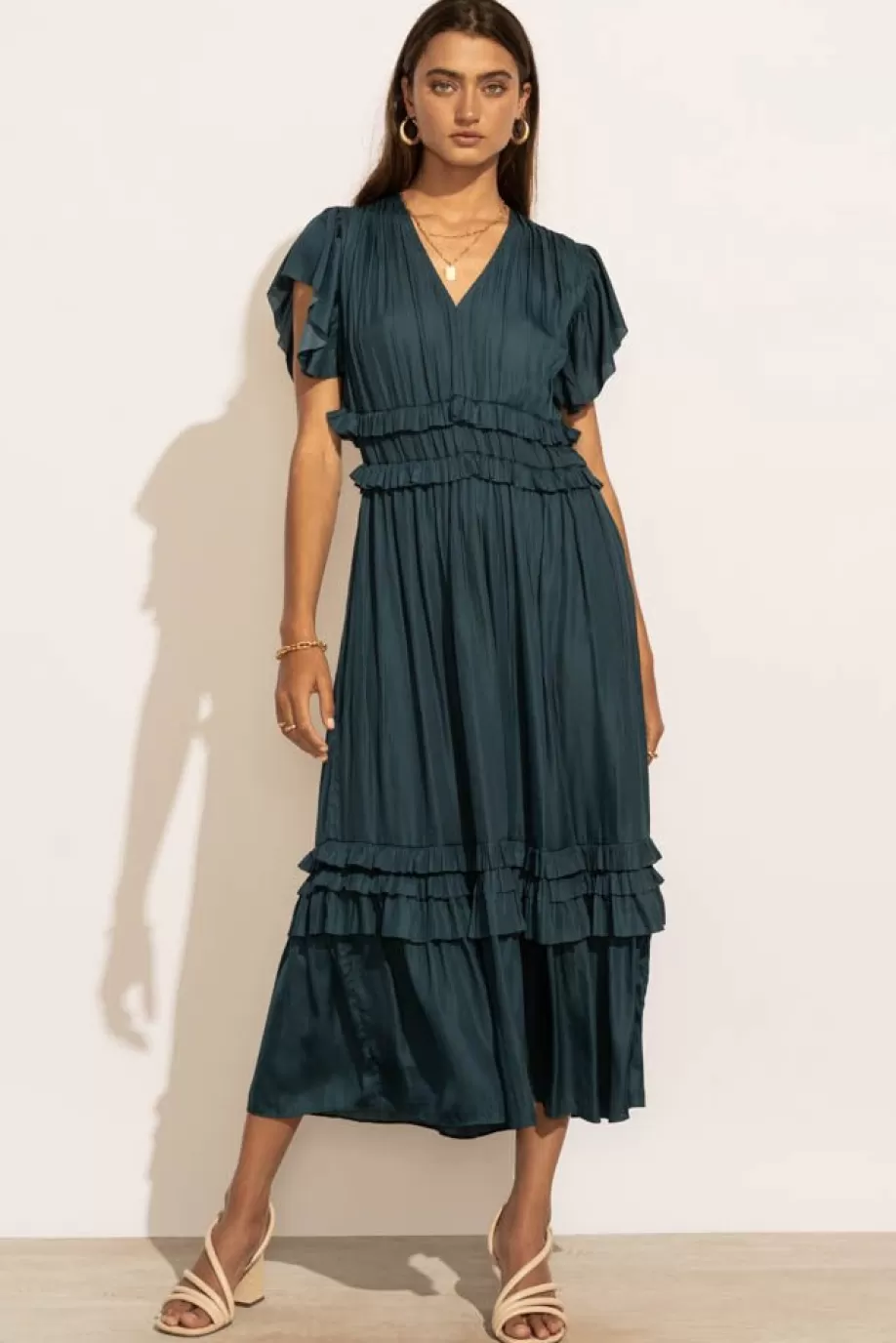 Discount Willa Ruffle Dress in MIDI DRESSES | DRESSES